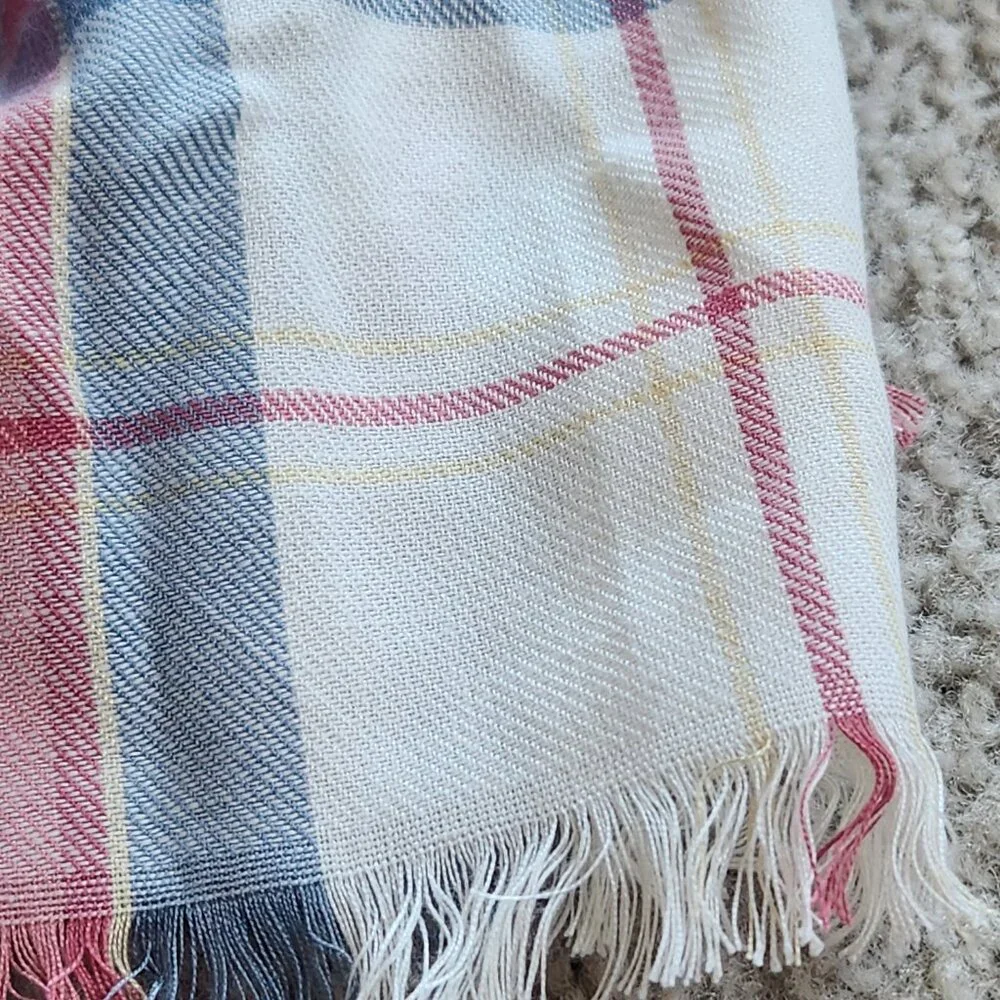 NWT Talbots pastel plaid scarf cotton/rayon